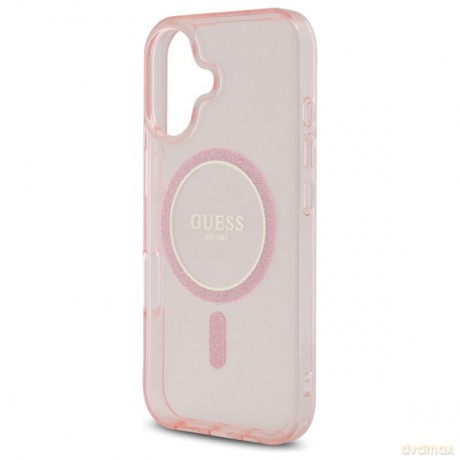 Guess nakładka HC MagSafe IML Glitter Circle do iPhone 16 6,1 różowa