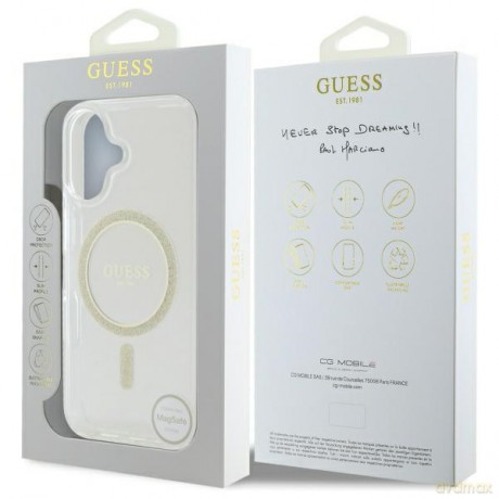 Guess nakładka HC MagSafe IML Glitter Circle do iPhone 16 Plus 6,7 przezroczysta