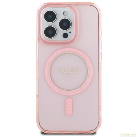 Guess nakładka HC MagSafe IML Glitter Circle do iPhone 16 Pro 6,3 różowa