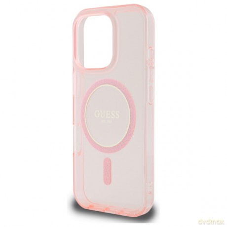 Guess nakładka HC MagSafe IML Glitter Circle do iPhone 16 Pro 6,3 różowa