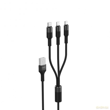 HAVIT kabel 3w1 H691 USB - Lightning + USB-C + microUSB 1,2 m 2,0A czarny