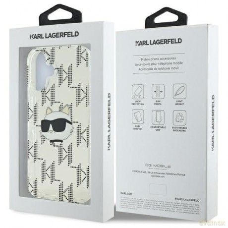 Karl Lagerfeld nakładka do iPhone 16 6,1 KLHCP16SHKLPCHT przezroczysta Hardcase IML Choupette Head Electroplated