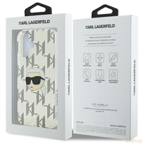 Karl Lagerfeld nakładka do iPhone 16 6,1 KLHCP16SHKLPKHT przezroczysta Hardcase IML Karl Head Electroplated