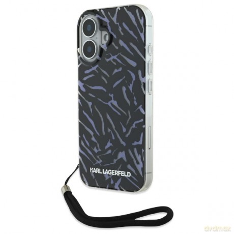Karl Lagerfeld nakładka do iPhone 16 6,1 KLHCP16SHZBPKCCU fioletowa Hardcase Zebra With Cord