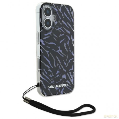 Karl Lagerfeld nakładka do iPhone 16 6,1 KLHCP16SHZBPKCCU fioletowa Hardcase Zebra With Cord