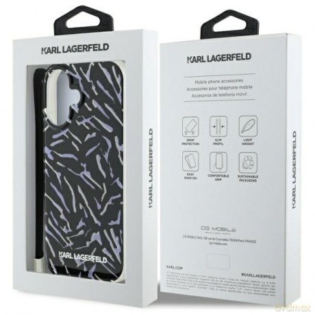 Karl Lagerfeld nakładka do iPhone 16 6,1 KLHCP16SHZBPKCCU fioletowa Hardcase Zebra With Cord