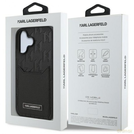 Karl Lagerfeld nakładka do iPhone 16 6,1 KLHCP16SPGKHPRPK czarna Hardcase Cardslots Monogram