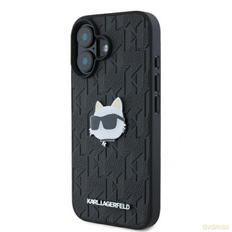 Karl Lagerfeld nakładka do iPhone 16 6,1 KLHCP16SPGKLCHPK czarna Hardcase Monogram Choupette Head Pin