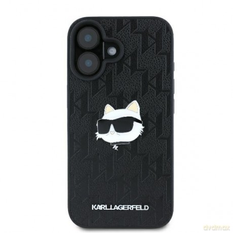 Karl Lagerfeld nakładka do iPhone 16 6,1 KLHCP16SPGKLCHPK czarna Hardcase Monogram Choupette Head Pin