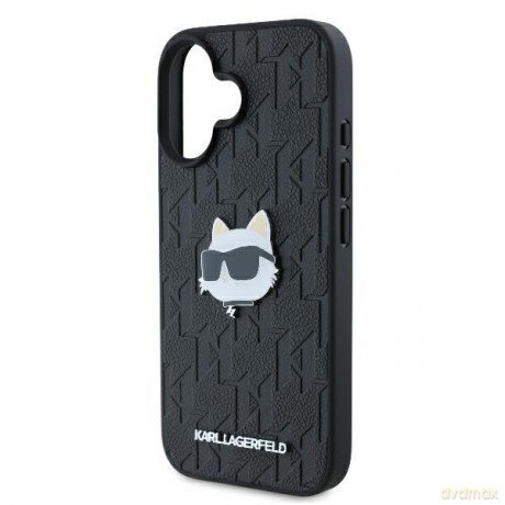 Karl Lagerfeld nakładka do iPhone 16 6,1 KLHCP16SPGKLCHPK czarna Hardcase Monogram Choupette Head Pin
