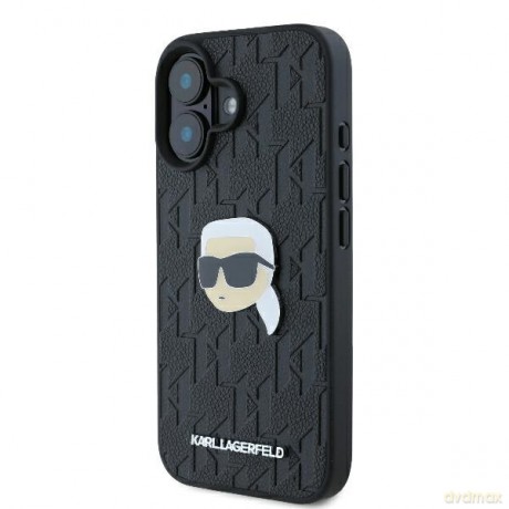 Karl Lagerfeld nakładka do iPhone 16 6,1 KLHCP16SPGKLKIPK czarna Hardcase Monogram Karl Head Pin