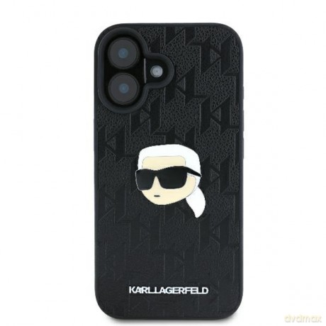 Karl Lagerfeld nakładka do iPhone 16 6,1 KLHCP16SPGKLKIPK czarna Hardcase Monogram Karl Head Pin