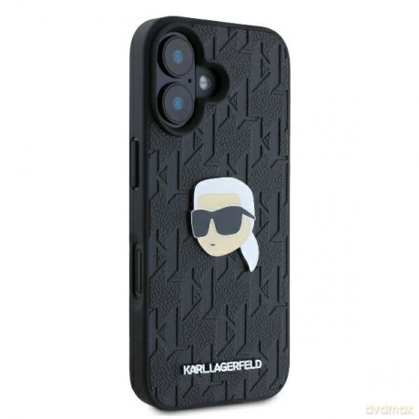 Karl Lagerfeld nakładka do iPhone 16 6,1 KLHCP16SPGKLKIPK czarna Hardcase Monogram Karl Head Pin
