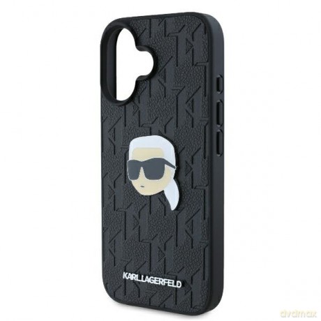 Karl Lagerfeld nakładka do iPhone 16 6,1 KLHCP16SPGKLKIPK czarna Hardcase Monogram Karl Head Pin