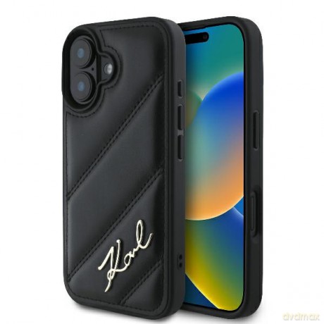 Karl Lagerfeld nakładka do iPhone 16 6,1 KLHCP16SPQDSMGK czarna Hardcase Quilted Signature