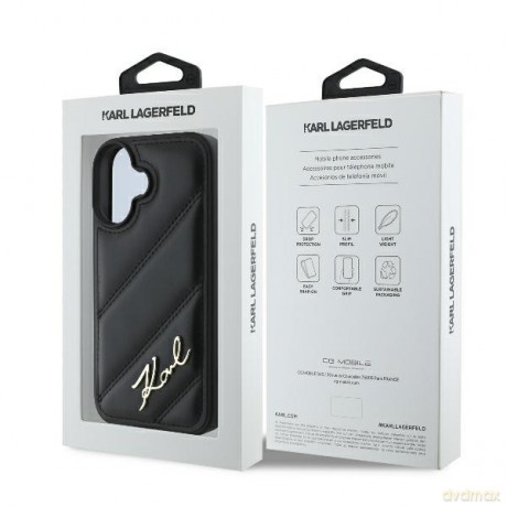 Karl Lagerfeld nakładka do iPhone 16 6,1 KLHCP16SPQDSMGK czarna Hardcase Quilted Signature