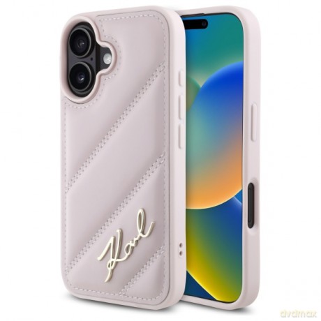 Karl Lagerfeld nakładka do iPhone 16 6,1 KLHCP16SPQDSMGP różowa Hardcase Quilted Signature