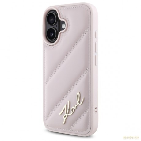 Karl Lagerfeld nakładka do iPhone 16 6,1 KLHCP16SPQDSMGP różowa Hardcase Quilted Signature