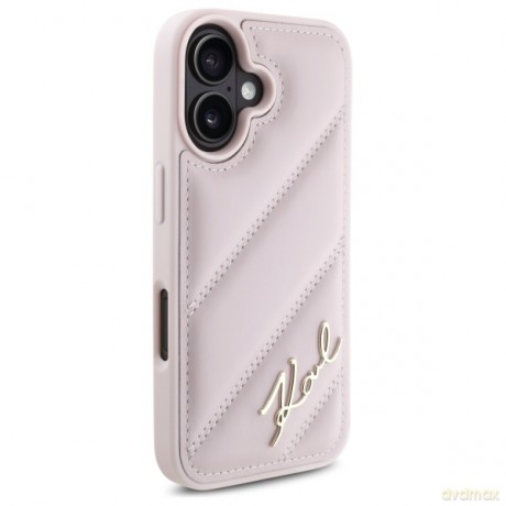 Karl Lagerfeld nakładka do iPhone 16 6,1 KLHCP16SPQDSMGP różowa Hardcase Quilted Signature