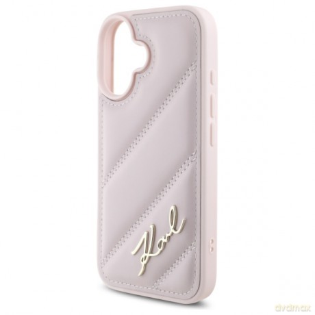 Karl Lagerfeld nakładka do iPhone 16 6,1 KLHCP16SPQDSMGP różowa Hardcase Quilted Signature