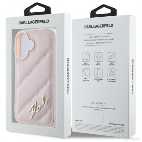 Karl Lagerfeld nakładka do iPhone 16 6,1 KLHCP16SPQDSMGP różowa Hardcase Quilted Signature