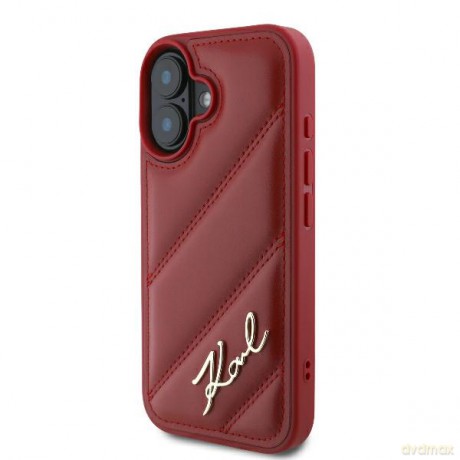 Karl Lagerfeld nakładka do iPhone 16 6,1 KLHCP16SPQDSMGR czerwona Hardcase Diagonal Quilted Script