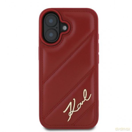 Karl Lagerfeld nakładka do iPhone 16 6,1 KLHCP16SPQDSMGR czerwona Hardcase Diagonal Quilted Script