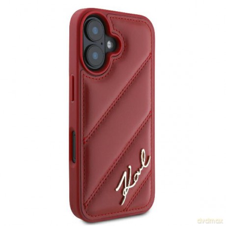 Karl Lagerfeld nakładka do iPhone 16 6,1 KLHCP16SPQDSMGR czerwona Hardcase Diagonal Quilted Script