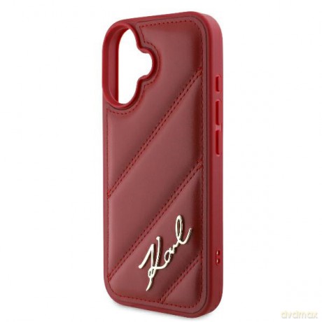 Karl Lagerfeld nakładka do iPhone 16 6,1 KLHCP16SPQDSMGR czerwona Hardcase Diagonal Quilted Script
