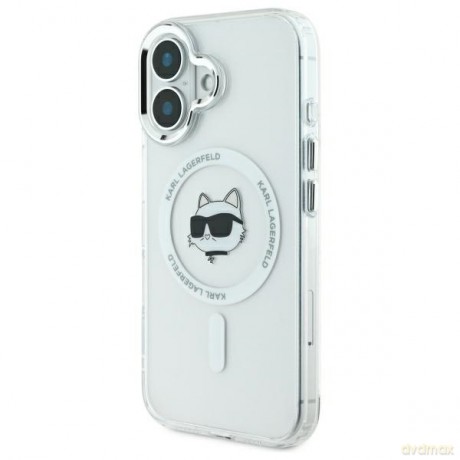 Karl Lagerfeld nakładka do iPhone 16 6,1 KLHMP16SHLSCHH biała Hardcase IML Metal Choupette Head MagSafe