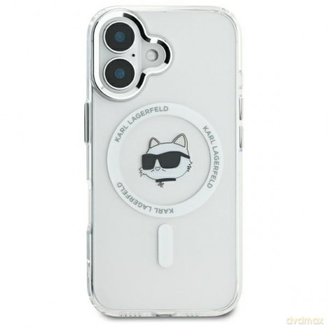 Karl Lagerfeld nakładka do iPhone 16 6,1 KLHMP16SHLSCHH biała Hardcase IML Metal Choupette Head MagSafe