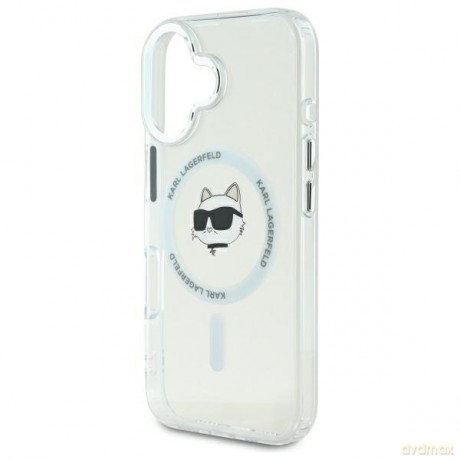 Karl Lagerfeld nakładka do iPhone 16 6,1 KLHMP16SHLSCHH biała Hardcase IML Metal Choupette Head MagSafe