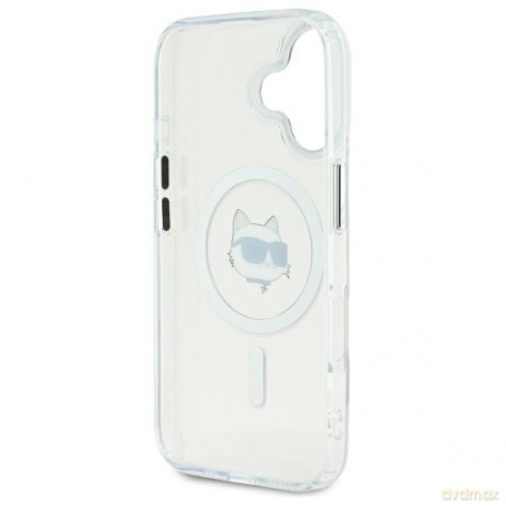 Karl Lagerfeld nakładka do iPhone 16 6,1 KLHMP16SHLSCHH biała Hardcase IML Metal Choupette Head MagSafe