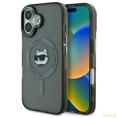 Karl Lagerfeld nakładka do iPhone 16 6,1 KLHMP16SHLSCHK czarna Hardcase IML Metal Choupette Head MagSafe
