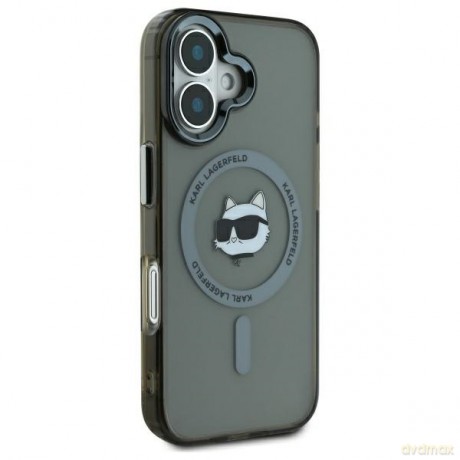 Karl Lagerfeld nakładka do iPhone 16 6,1 KLHMP16SHLSCHK czarna Hardcase IML Metal Choupette Head MagSafe
