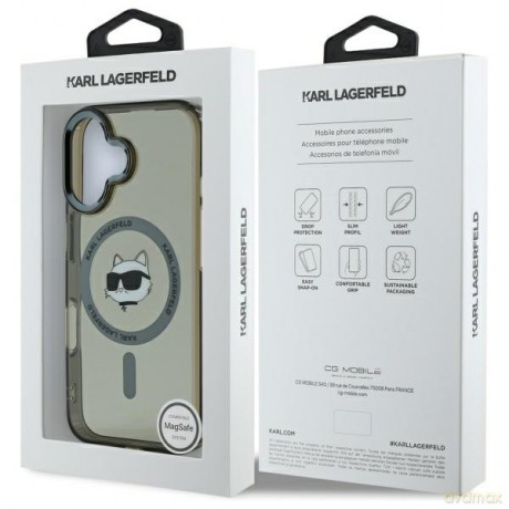 Karl Lagerfeld nakładka do iPhone 16 6,1 KLHMP16SHLSCHK czarna Hardcase IML Metal Choupette Head MagSafe