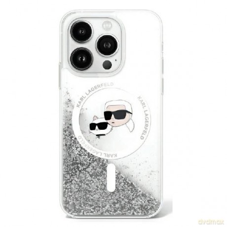 Karl Lagerfeld nakładka do iPhone 16 6,1 KLHMP16SLGKCSGH przezroczysta Hardcase Liquid Glitter Karl&Choupette Head MagSafe