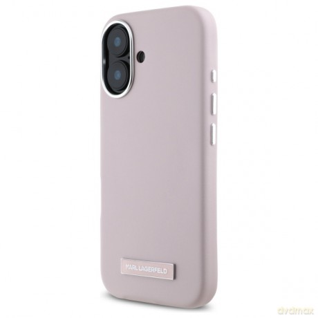 Karl Lagerfeld nakładka do iPhone 16 6,1 KLHMP16SPGMSRPP różowa Hardcase FW Metal Plate MagSafe