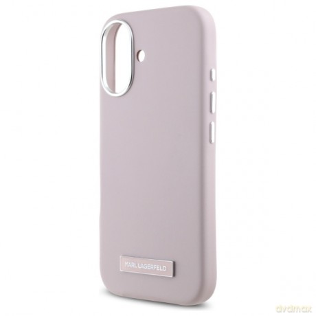 Karl Lagerfeld nakładka do iPhone 16 6,1 KLHMP16SPGMSRPP różowa Hardcase FW Metal Plate MagSafe