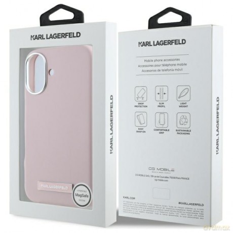 Karl Lagerfeld nakładka do iPhone 16 6,1 KLHMP16SPGMSRPP różowa Hardcase FW Metal Plate MagSafe