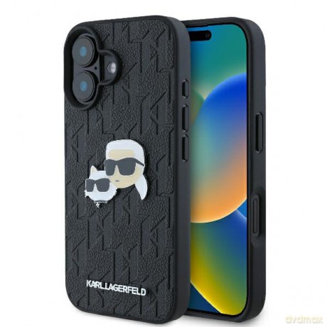 Karl Lagerfeld nakładka do iPhone 16 Plus 6,7 KLHCP16MPGKLKCPK czarna Hardcase Monogram Karl&Choupette Head Pin