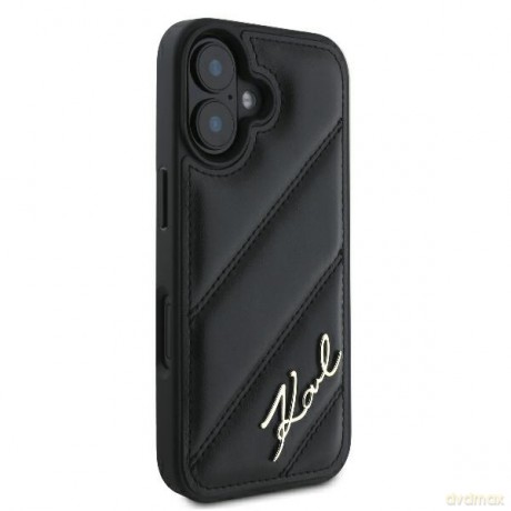 Karl Lagerfeld nakładka do iPhone 16 Plus 6,7 KLHCP16MPQDSMGK czarna Hardcase Quilted Signature