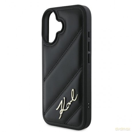 Karl Lagerfeld nakładka do iPhone 16 Plus 6,7 KLHCP16MPQDSMGK czarna Hardcase Quilted Signature