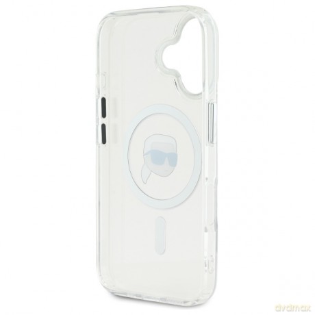 Karl Lagerfeld nakładka do iPhone 16 Plus 6,7 KLHMP16MHLSKIH biała Hardcase IML Metal Karl Head MagSafe