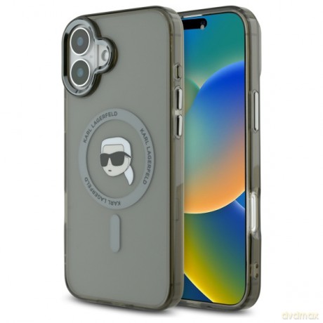 Karl Lagerfeld nakładka do iPhone 16 Plus 6,7 KLHMP16MHLSKIK czarna Hardcase IML Metal Karl Head MagSafe