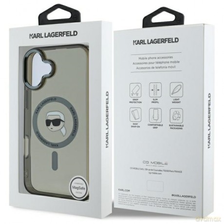 Karl Lagerfeld nakładka do iPhone 16 Plus 6,7 KLHMP16MHLSKIK czarna Hardcase IML Metal Karl Head MagSafe