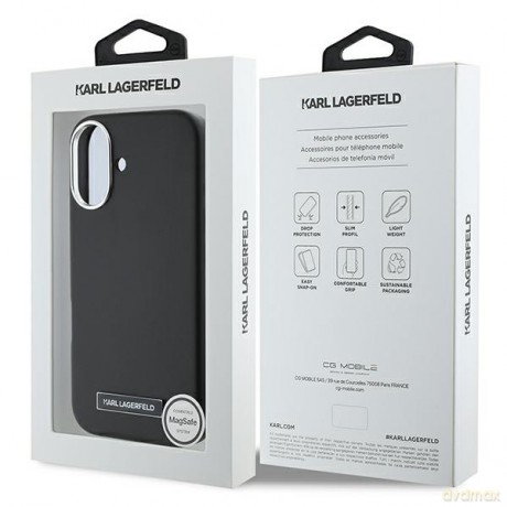 Karl Lagerfeld nakładka do iPhone 16 Plus 6,7 KLHMP16MPGMSRPK czarna Hardcase FW Metal Plate MagSafe