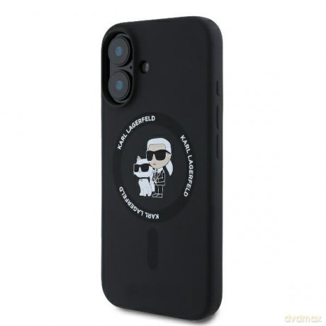 Karl Lagerfeld nakładka do iPhone 16 Plus 6,7 KLHMP16MSCMKCRHK czarna Hardcase Silicone Karl&Choupette Heads Ring MagSafe
