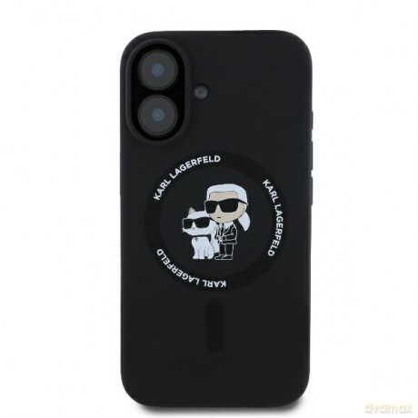 Karl Lagerfeld nakładka do iPhone 16 Plus 6,7 KLHMP16MSCMKCRHK czarna Hardcase Silicone Karl&Choupette Heads Ring MagSafe