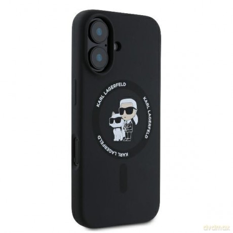 Karl Lagerfeld nakładka do iPhone 16 Plus 6,7 KLHMP16MSCMKCRHK czarna Hardcase Silicone Karl&Choupette Heads Ring MagSafe